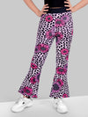 Girls Pink Skinny Fit Fast-Dry Active Printed Flared Jeggings