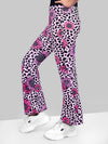 Girls Pink Skinny Fit Fast-Dry Active Printed Flared Jeggings