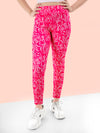 Girls Pink Skinny Fit Fast-Dry Active Printed Jeggings