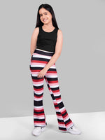 Girls Maroon Skinny Fit Fast-Dry Active Printed Flared Jeggings