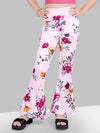Girls Pink Floral Skinny Fit Fast-Dry Active Printed Flared Jeggings
