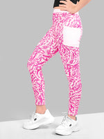 Girls Pink Skinny Fit Fast-Dry Active Printed Jeggings