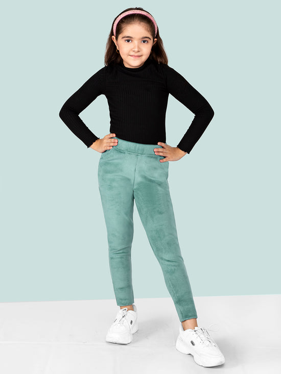 Girls Green Skinny Fit Corduroy Jegging