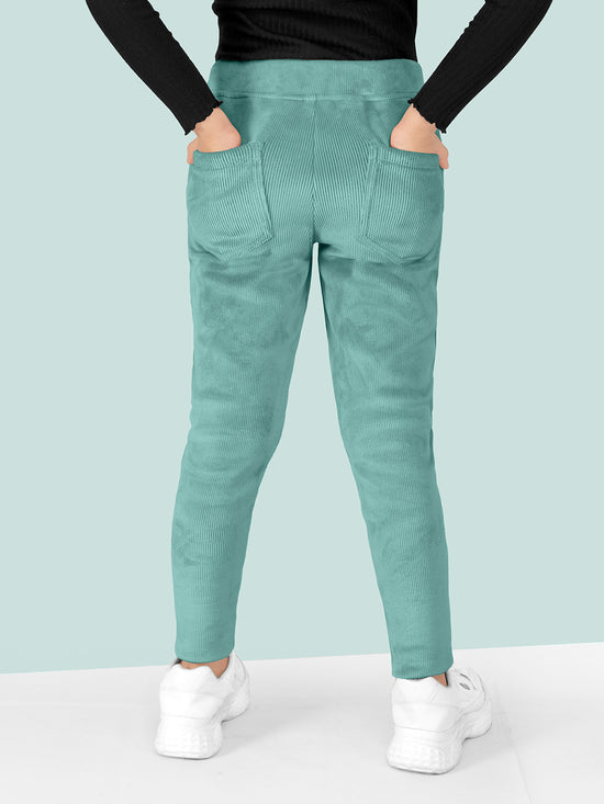 Girls Green Skinny Fit Corduroy Jegging