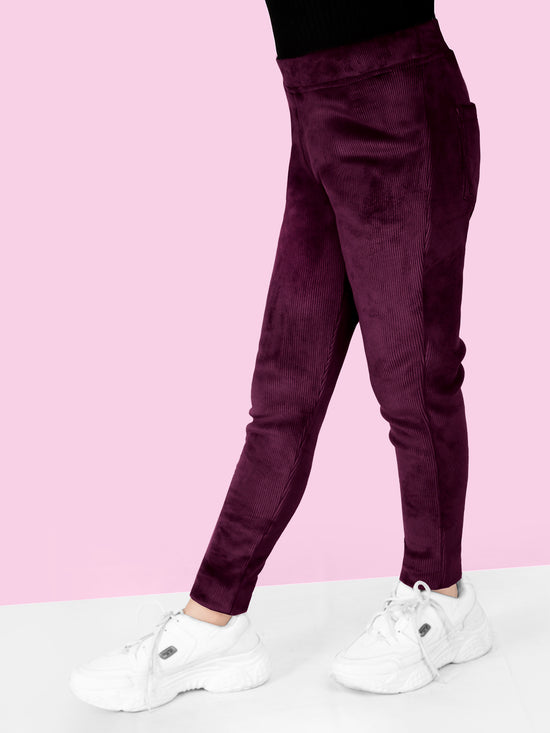 Girls Burgundy Skinny Fit Corduroy Jegging