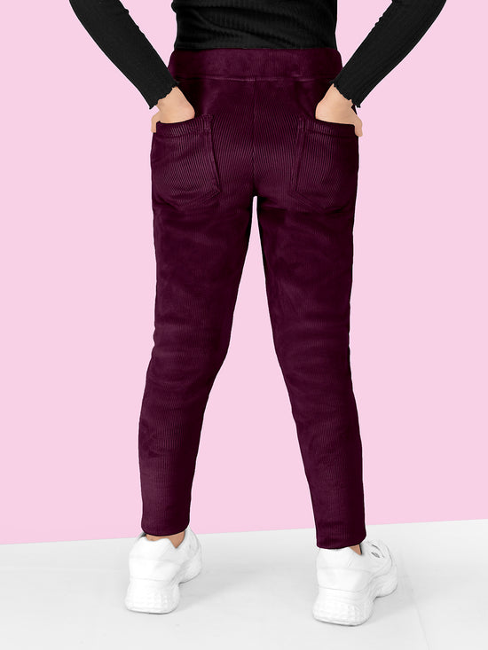 Girls Burgundy Skinny Fit Corduroy Jegging