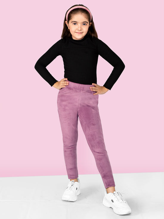 Girls Mauve Skinny Fit Corduroy Jegging