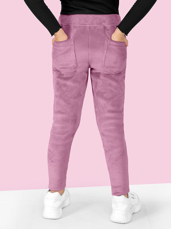 Girls Mauve Skinny Fit Corduroy Jegging