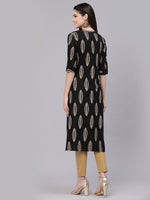 Women's Block Printed Rayon A-Line Kurta