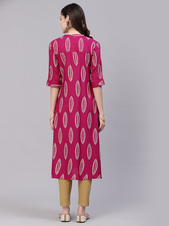 Women's Block Printed Rayon A-Line Kurta