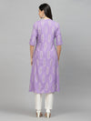 Women's Block Printed Rayon A-Line Kurta