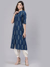 Women's Block Printed Rayon A-Line Kurta