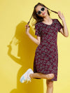 Girls Burgundy Floral Midi Skater Dress