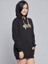 Girls Black Terry CHIC Hoodie Sweat Dress