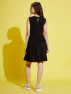 Girls Black Schiffli Gathered Dress