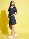 Girls Blue Check Polo Neck Dress