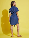 Girls Blue Tencel Front Button Shirt Dress