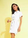 Girls White Denim Shirt Dress