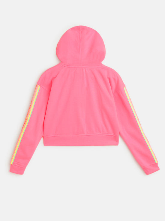 Girls Neon Pink Front Zipper Bomber Jacket