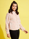 Girls Baby Pink Fur Front Button Jacket
