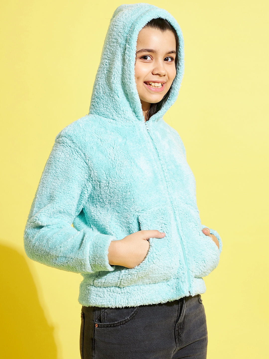 Blue hoodie hotsell with fur