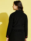 Girls Black Corduroy Front Button Crop Jacket