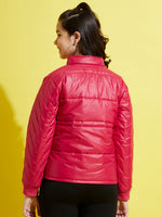 Girls Red Front Pocket Quilted Jacket