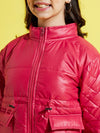 Girls Red Front Pocket Quilted Jacket