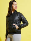 Girls Black Quilted Bomber Jacket