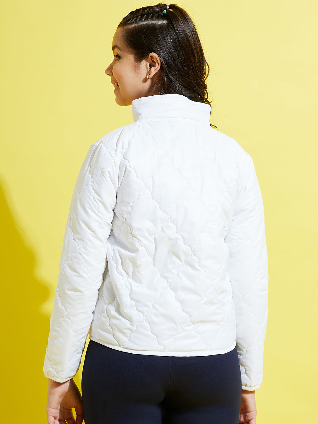 Ladies white quilted top jacket