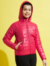 Girls Red Quilted Hooded Jacket