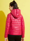 Girls Red Quilted Hooded Jacket