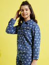 Girls Blue Denim Bow Print Jacket