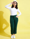 Girls Green Front Pocket Straight Jeans