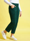 Girls Green Front Pocket Straight Jeans