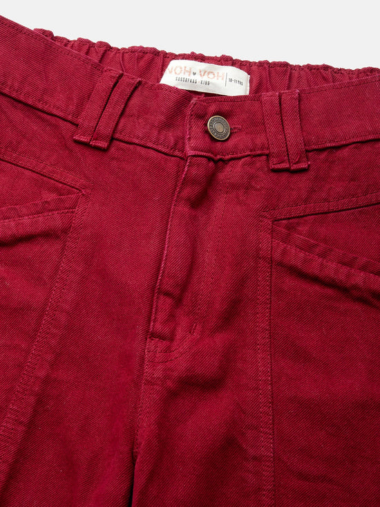 Girls Burgundy Front Pocket Straight Jeans