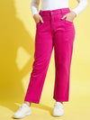 Girls Fuchsia Front Pocket Straight Jeans