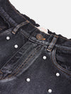 Girls Black Pearl Studs Jeans