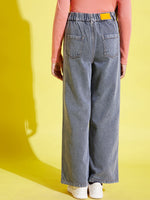 Girls Grey Acid Wash Straight Jeans