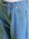 Girls Blue Contrast Hem Carrot Jeans