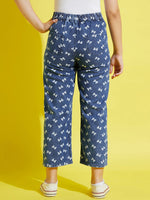 Girls Blue Bow Print Straight Jeans