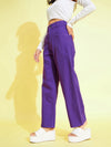 Girls Purple Side Pocket Straight Jeans