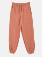 Girls Peach Terry Basic Drawstring Joggers