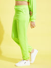 Girls Neon Green Terry Basic Drawstring Joggers