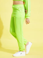 Girls Neon Green Terry Basic Drawstring Joggers