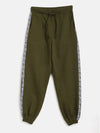 Girls Olive Terry Side Tape Joggers