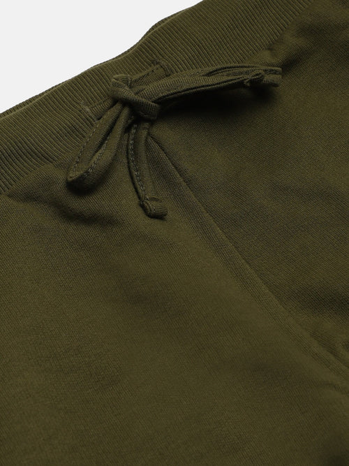 Girls Olive Terry Side Tape Joggers