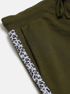 Girls Olive Terry Side Tape Joggers