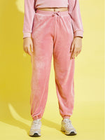 Girls Pink Velour Studded Girl Joggers