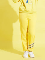 Girls Yellow Fleece Brand Tape Joggers